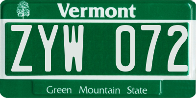 VT license plate ZYW072
