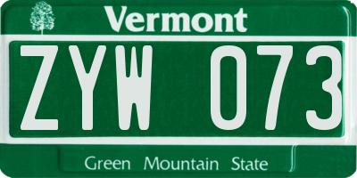 VT license plate ZYW073