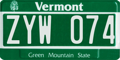 VT license plate ZYW074