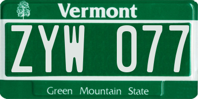 VT license plate ZYW077