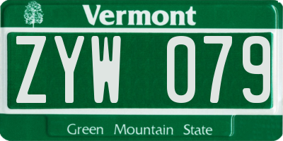 VT license plate ZYW079