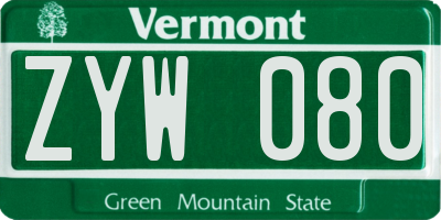 VT license plate ZYW080