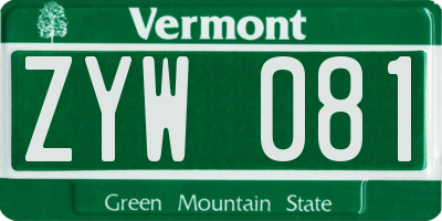 VT license plate ZYW081