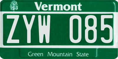 VT license plate ZYW085