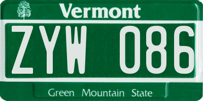 VT license plate ZYW086