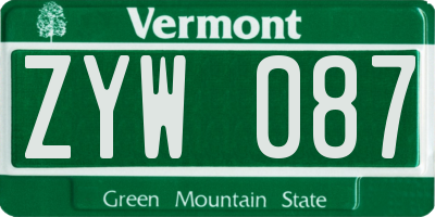 VT license plate ZYW087