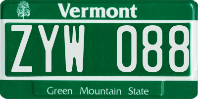 VT license plate ZYW088