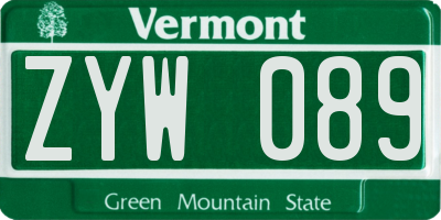 VT license plate ZYW089
