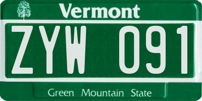 VT license plate ZYW091