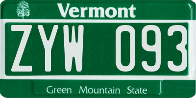 VT license plate ZYW093
