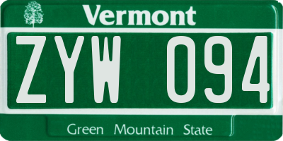 VT license plate ZYW094
