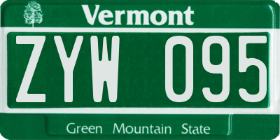 VT license plate ZYW095