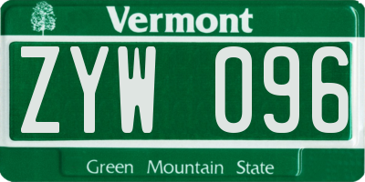 VT license plate ZYW096