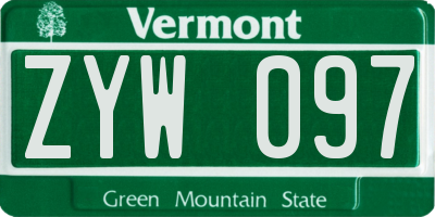 VT license plate ZYW097