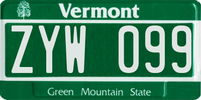 VT license plate ZYW099