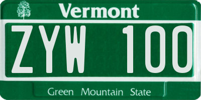 VT license plate ZYW100
