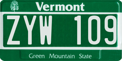 VT license plate ZYW109