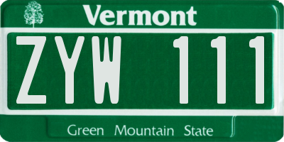 VT license plate ZYW111