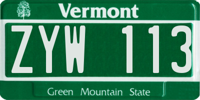 VT license plate ZYW113