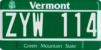 VT license plate ZYW114
