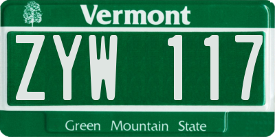 VT license plate ZYW117