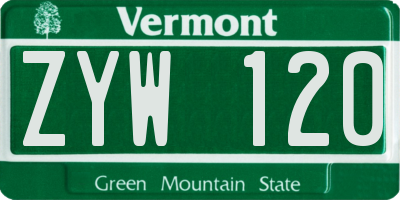 VT license plate ZYW120