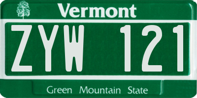 VT license plate ZYW121