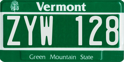 VT license plate ZYW128