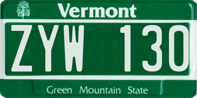 VT license plate ZYW130