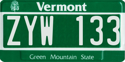 VT license plate ZYW133