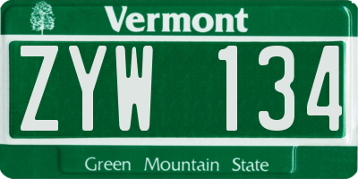 VT license plate ZYW134