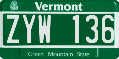 VT license plate ZYW136