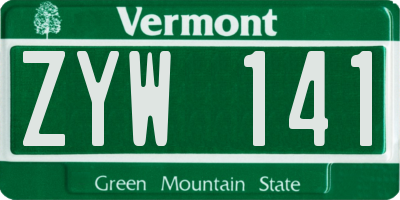 VT license plate ZYW141