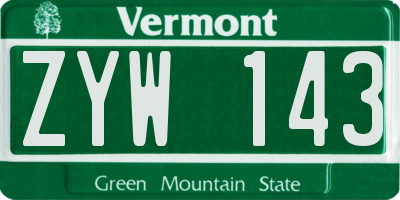 VT license plate ZYW143
