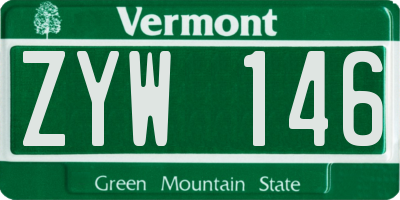 VT license plate ZYW146