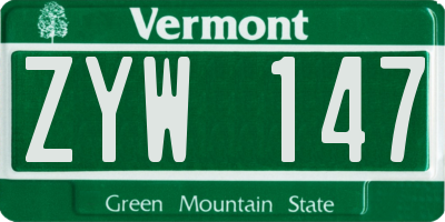 VT license plate ZYW147