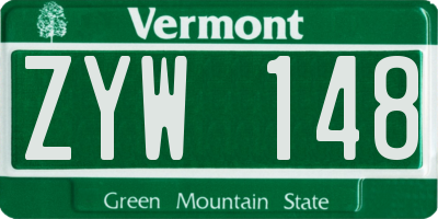 VT license plate ZYW148