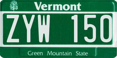 VT license plate ZYW150