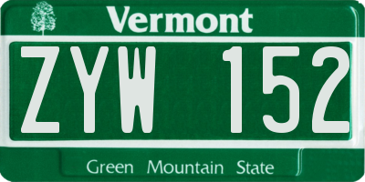 VT license plate ZYW152