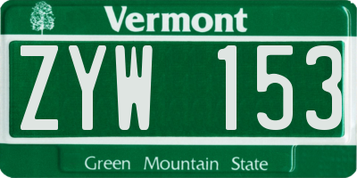 VT license plate ZYW153