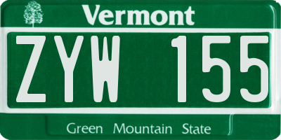 VT license plate ZYW155