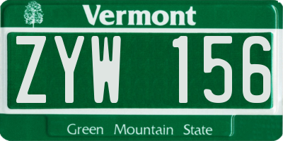 VT license plate ZYW156