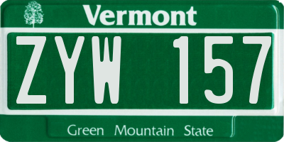 VT license plate ZYW157