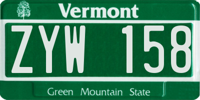VT license plate ZYW158