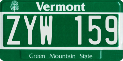 VT license plate ZYW159