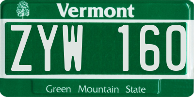 VT license plate ZYW160