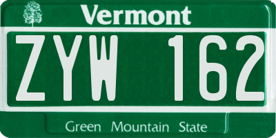VT license plate ZYW162