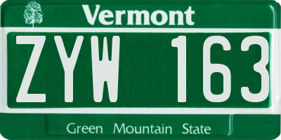 VT license plate ZYW163
