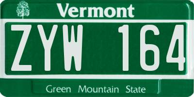 VT license plate ZYW164