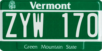 VT license plate ZYW170